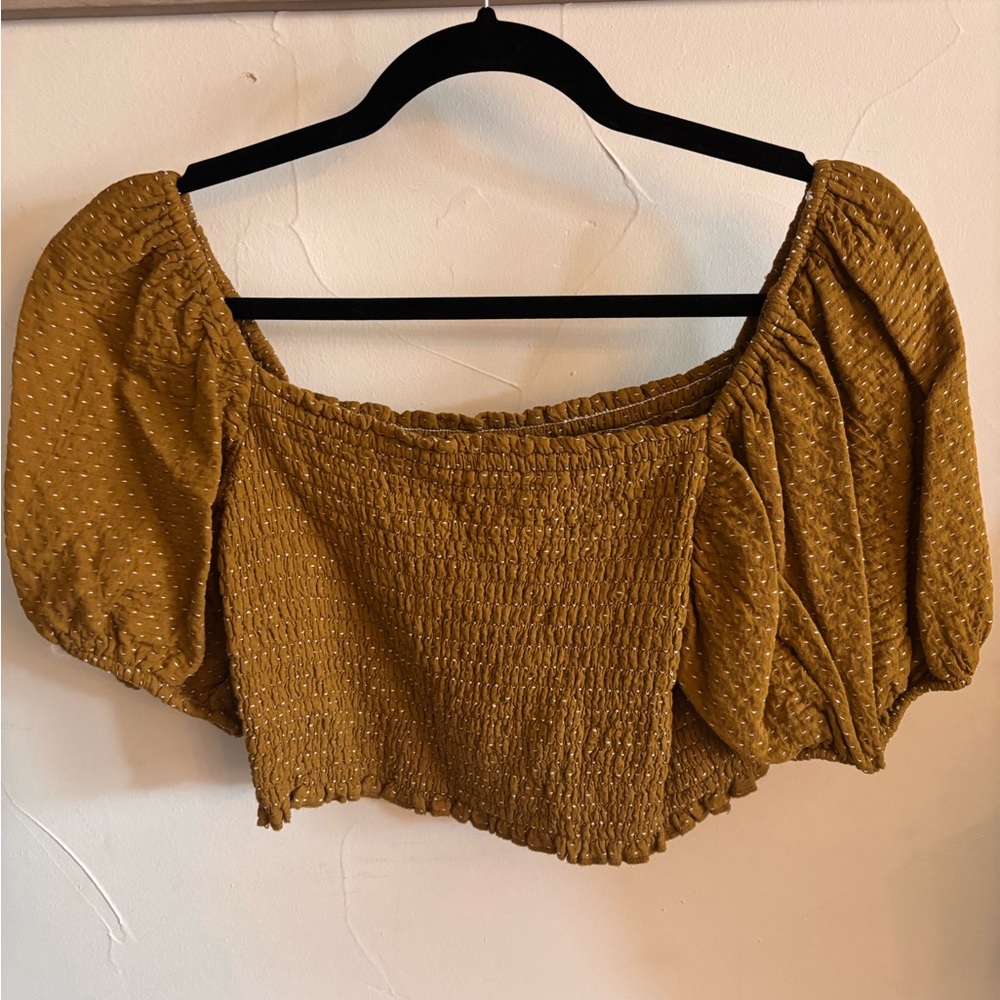 Trendy Mustard Smocked Blouse